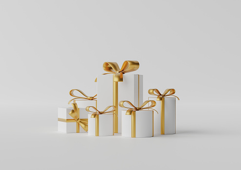 Stack white gift box, 3D illustration