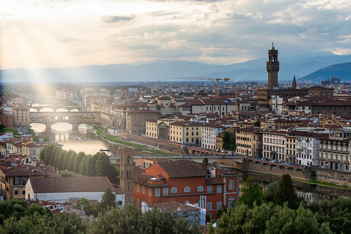 Sunset over Florence, Italy cityscape