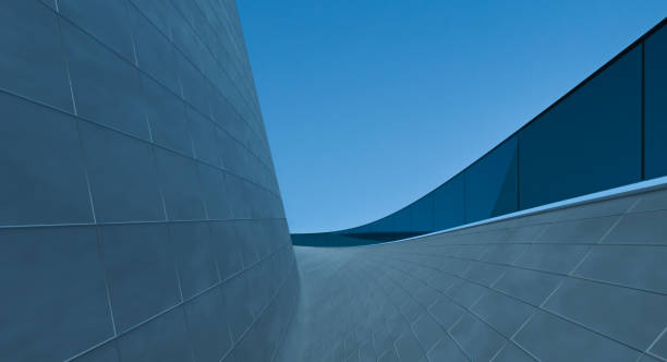 istock Abstract architecture exterior with futuristic streamlined design 1439643820