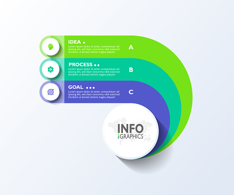 Infographic business icon template design with 3 step