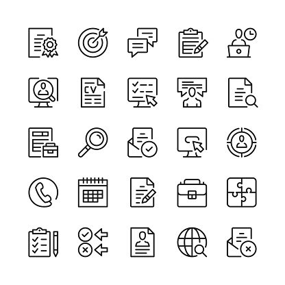 Job search line icons. Outline symbols. Vector line icons set