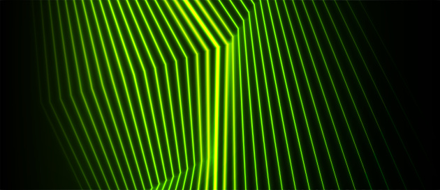 Green neon curved lines abstract futuristic geometric background. Vector design