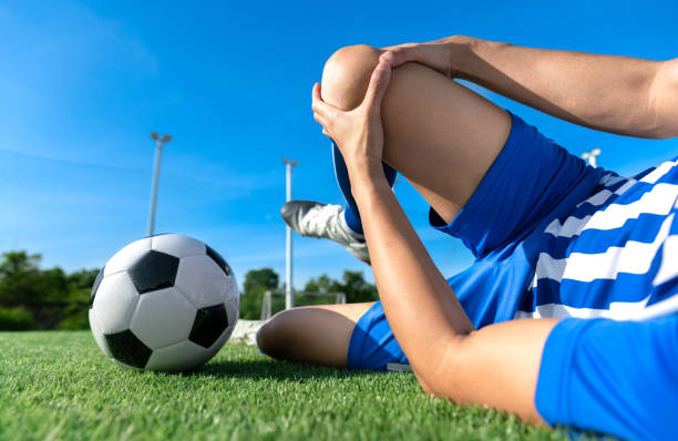 Outdoor soccer on sports field. stock photo