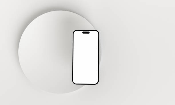 istock Illustration 3d render of isometric rectangles simulating a telephone in a 3d space with blank spaces. From different perspectives and views to help rock up for applications. 1439655093