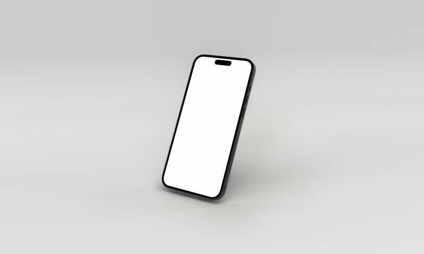 istock Illustration 3d render of isometric rectangles simulating a telephone in a 3d space with blank spaces. From different perspectives and views to help rock up for applications. 1439655100