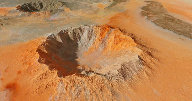 Planet crater in brown -orange colors for a calm creative design