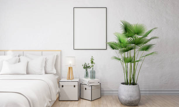 istock A bed in the room with a picture frame on the wall. 1439658796