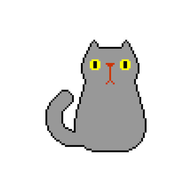 Cat Pixel art isolated. 8 bit Pet. pixelated Vector illustration vector art illustration