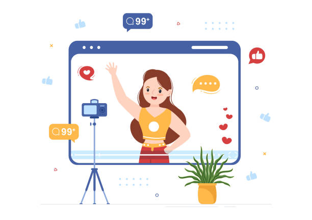 istock Celebrity Influencer with Posts on Internet for Advertising Marketing, Daily Life or Endorse in Flat Cartoon Hand Drawn Templates Illustration 1439660704