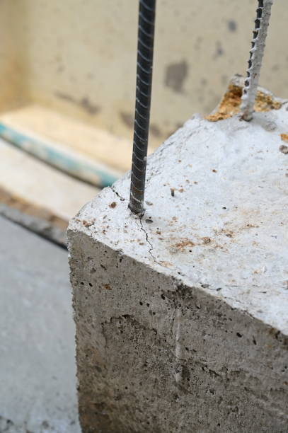 istock steelbar on cement pole and cement floor, construction industry 1439661903