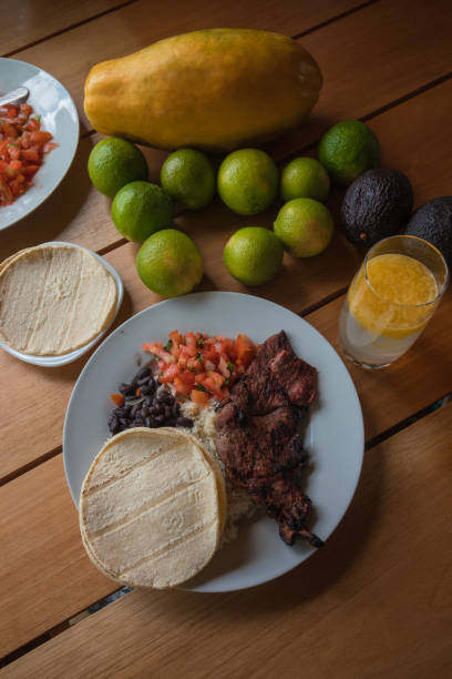 traditional dish called Casado with rice and beans and salad