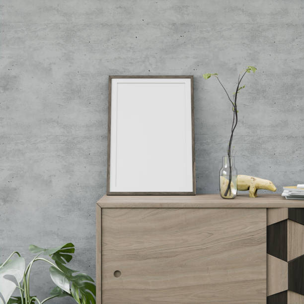 istock Wall mounted picture frame, complete with lockers and flower vases 1439661975