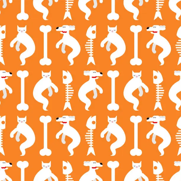Vector illustration of Cat and dog Ghost pattern seamless. pets spook cartoon background. Vector texture