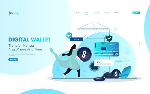 Vector illustration of Mobile, web wallet, payment concept