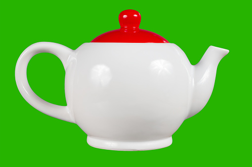 Classic porcelain teapot isolated. White ceramic teapot.