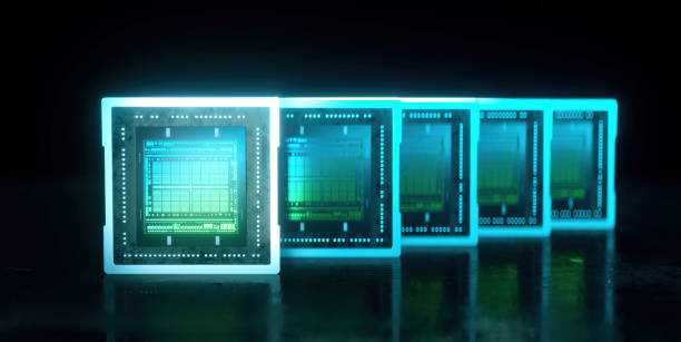 istock 3D rendering of cyberpunk AI. Circuit board. Technology background. Central Computer Processors CPU and GPU concept. Motherboard digital chip. Tech science background. 1439666096