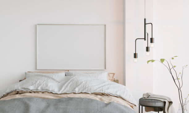 istock A bed in the room with a picture frame on the wall. 1439667557