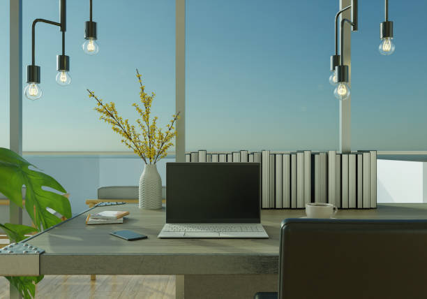 istock A set of desks and laptop placed on top 1439668205