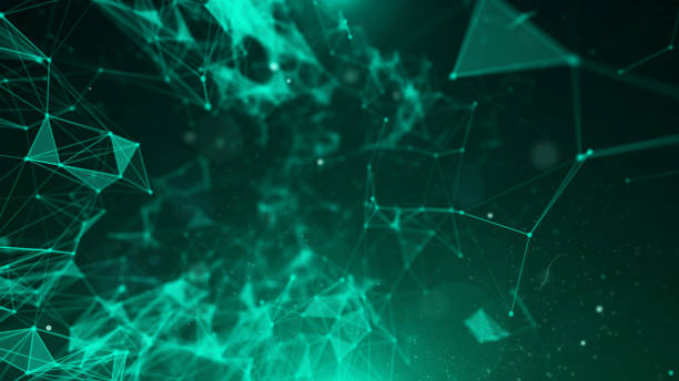 istock Abstract geometric low polygonal green color with copy space for text information illustration background. 1439668288