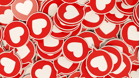 Valentine's Day  speech bubble with heart. Social media notification like icon.