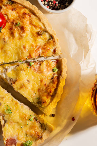 istock Traditional homemade pie with salmon fish and broccoli 1439669789