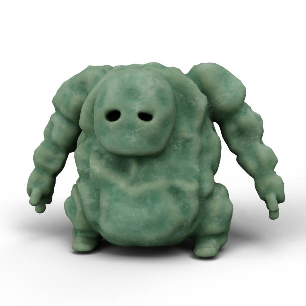 istock Jade Fantasy Golem on White Background. 3D Illustration. File with Clipping Path. 1439672211