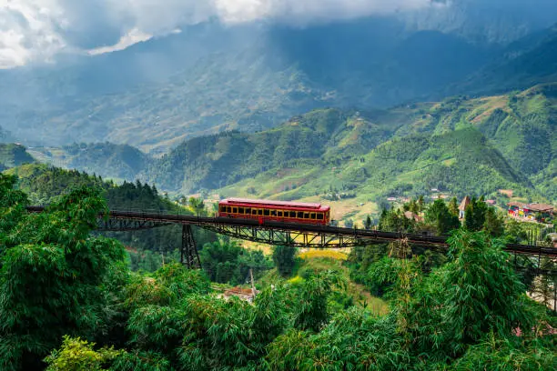 Photo of Beautiful landscape with mountain view on the train while going to Fansipan mountain in Sapa city, Vietnam
