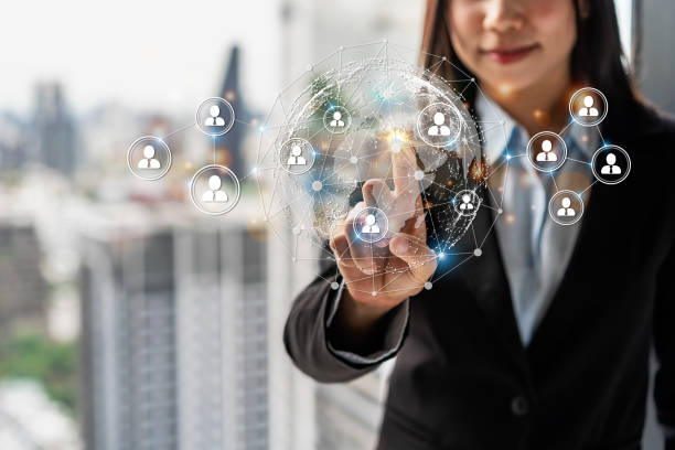 istock Young businesswoman manager working with organization chart team, Human resources management concept 1439674353