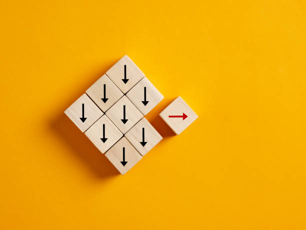 istock Unique, think different, individuality, standing out from the crowd and choosing a different path in business and life 1439677558