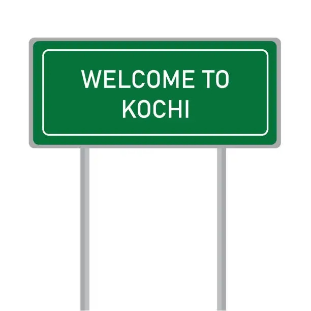 Vector illustration of Welcome to Kochi city name sign board vector illustration