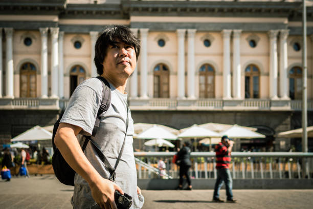 Japanese man in a chilean urban environment