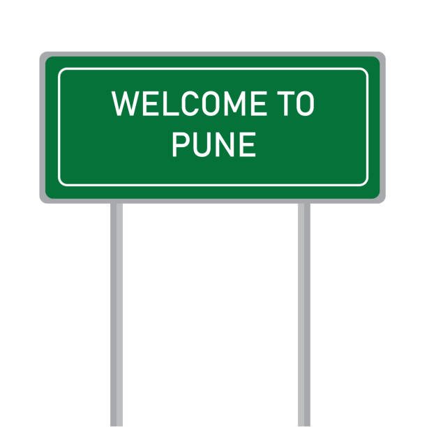 istock Welcome to Pune city name sign board vector illustration 1439679002