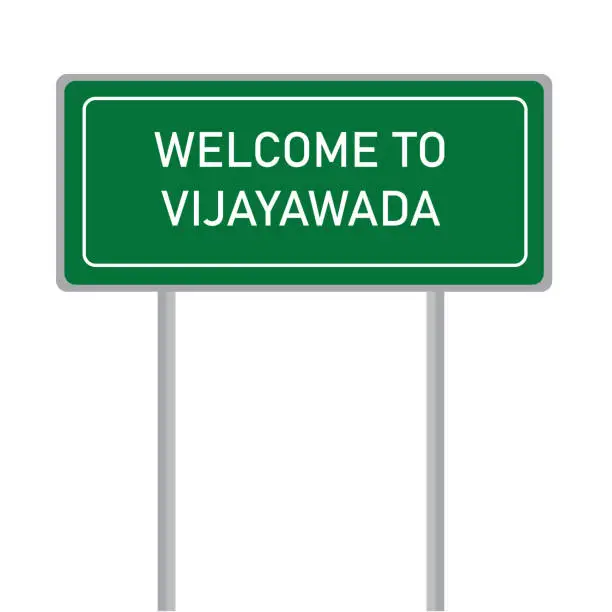 Vector illustration of Welcome to Vijayawada City name sign board vector illustration