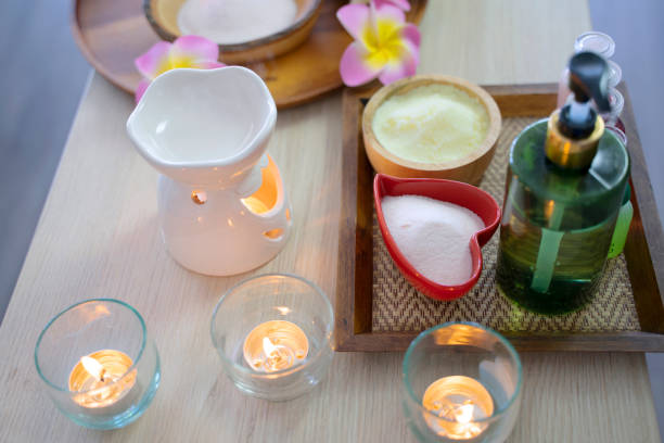 Customer and employee are at spa and resort. Leisure activity, relaxation and vacation concept.