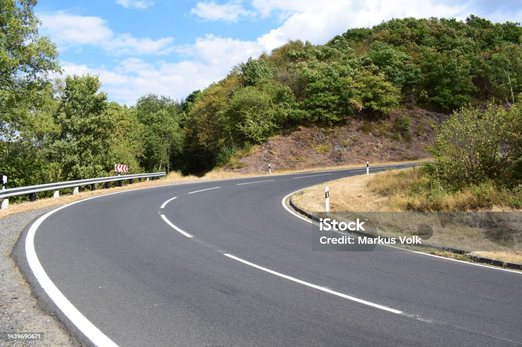 mountain road in summer Hunsrück Curve Stock Photo