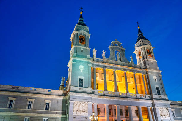 istock Almudena Cathedral facade at sunset in Madrid, Spain 1439692081