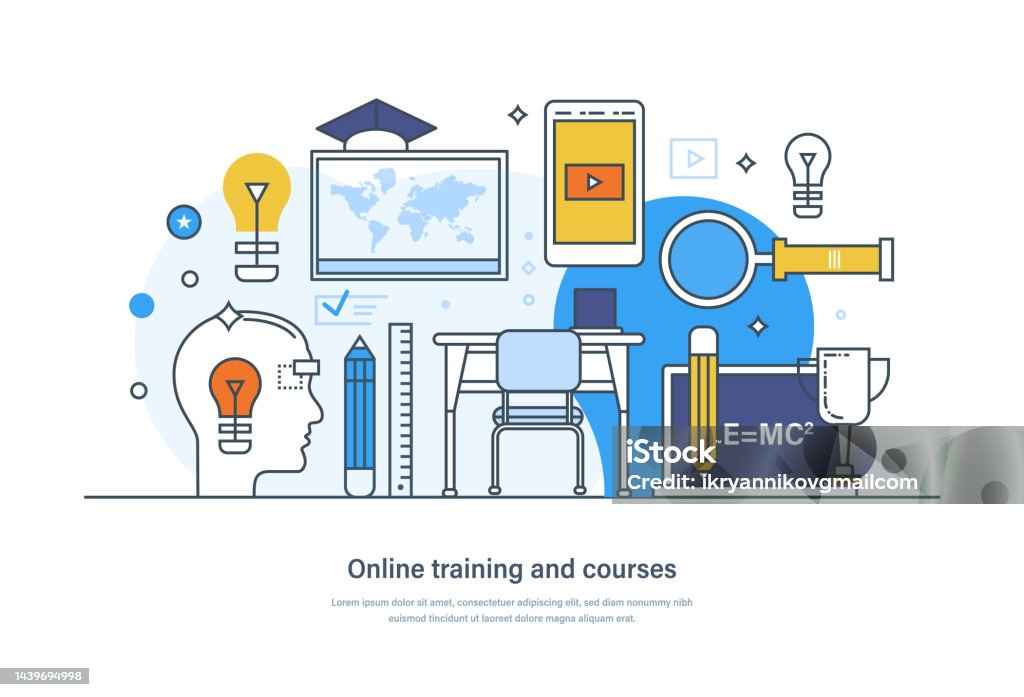 Professional Elearning Concept Online Training And Courses Elearning Home Schooling Concept Online ...