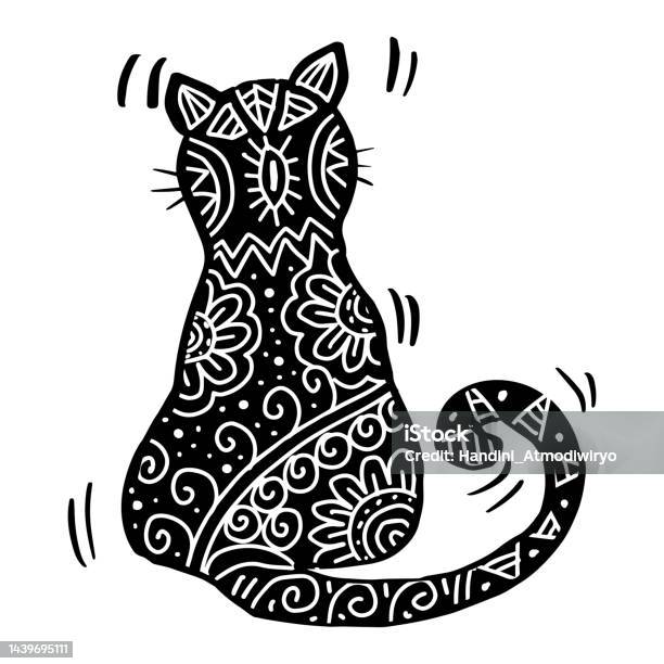 Cute Cat Zentangle Art Hand Drawing Illustration Stock Illustration ...