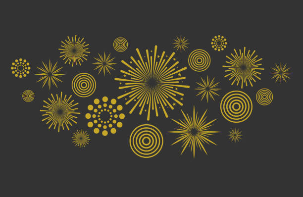 ilustrações de stock, clip art, desenhos animados e ícones de fireworks illustration isolated on black background. - independence spark fire flame