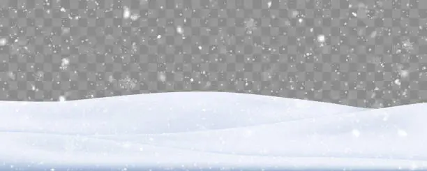 Vector illustration of Snow background with many snowflakes. Winter backdrop.