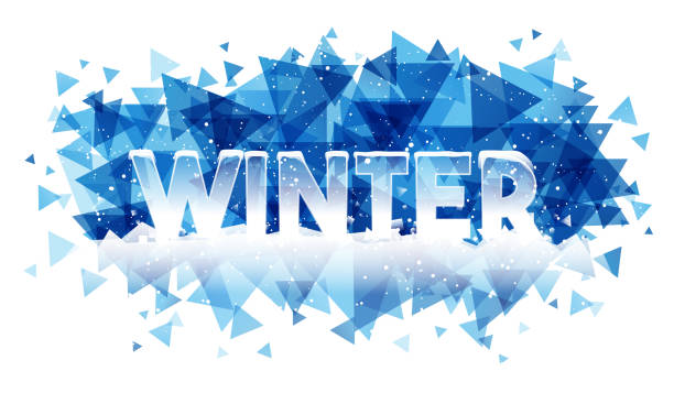 Frozen letters of the word Winter vector art illustration