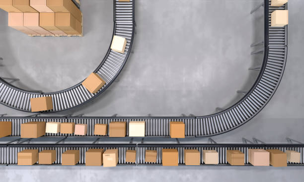 istock View from above of cardboard boxes on a conveyor belt 1439698037