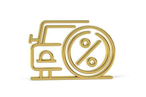 Golden 3d lease icon isolated on white background - 3d render