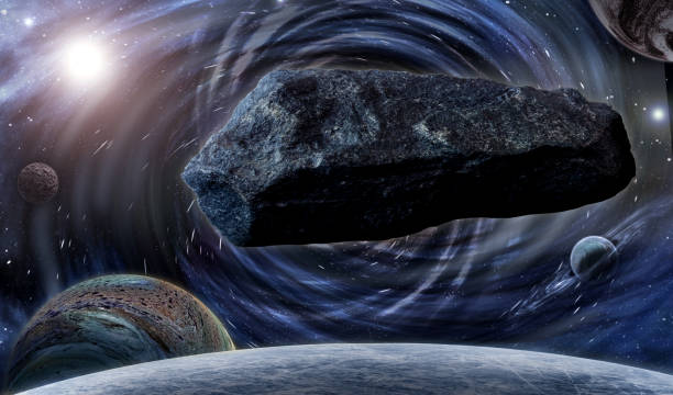 istock Huge asteroid flies in space among the planets. 1439707591