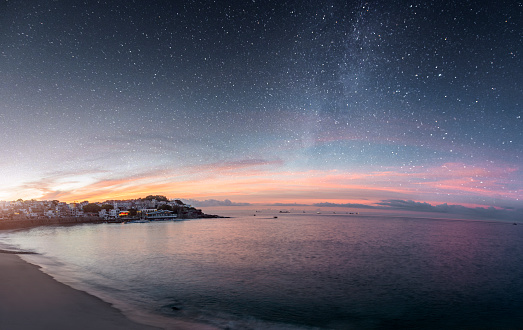 the coastline at night