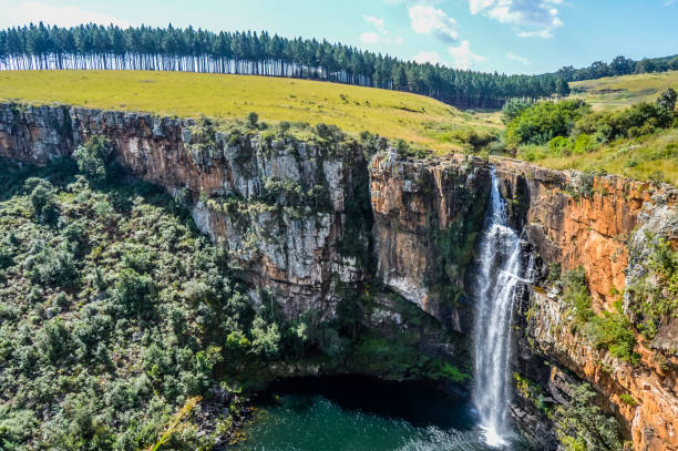 Picturesque green Berlin water falls in Sabie , Graskop in Mpumalanga South Africa stock photo
