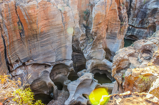 Rock formation in Bourke's Luck Potholes in Blyde canyon reserve in Mpumalanga in Africa