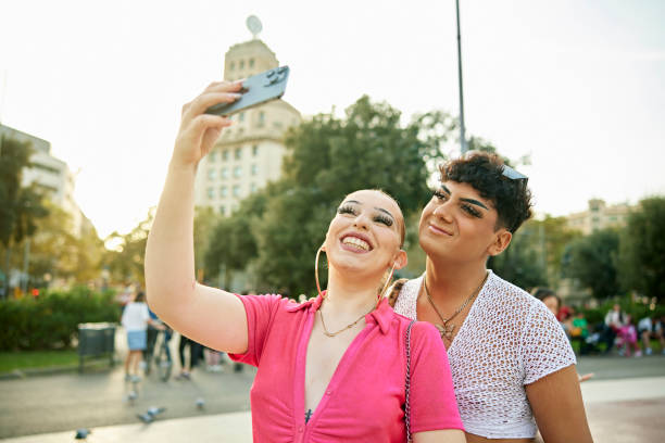 istock Young people taking selfie outdoors in Barcelona 1439712772