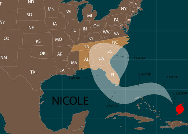 istock Hurricane Nicole moved Florida. Subtropical Storm Nicole. Vector illustration. EPS 10 1439713371