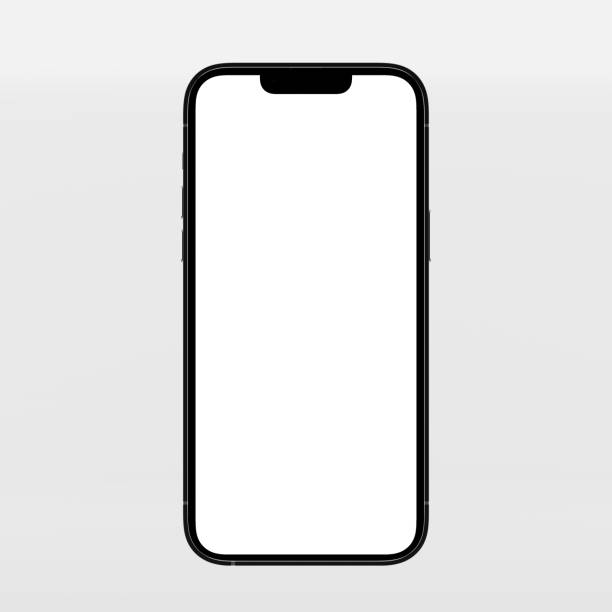 istock Smartphone with white glowing blank screen, mockup close-up view, copy space. 3d render 1439713665